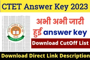 CTET Answer Key And Result 2023