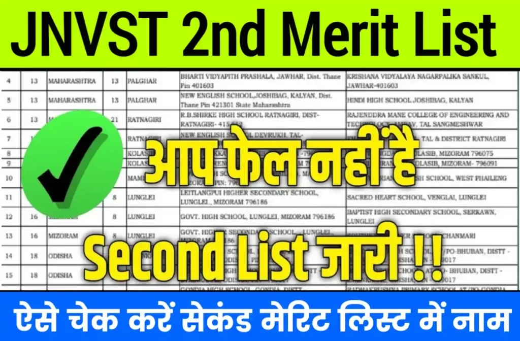 JNVST 2nd Merit List 2023 Kab Aayegi