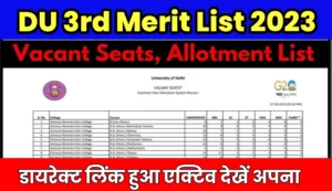 DU 3rd Merit List 2023