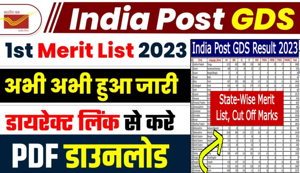 India Post GDS 1st Merit List 2023 PDF Download kaise kare